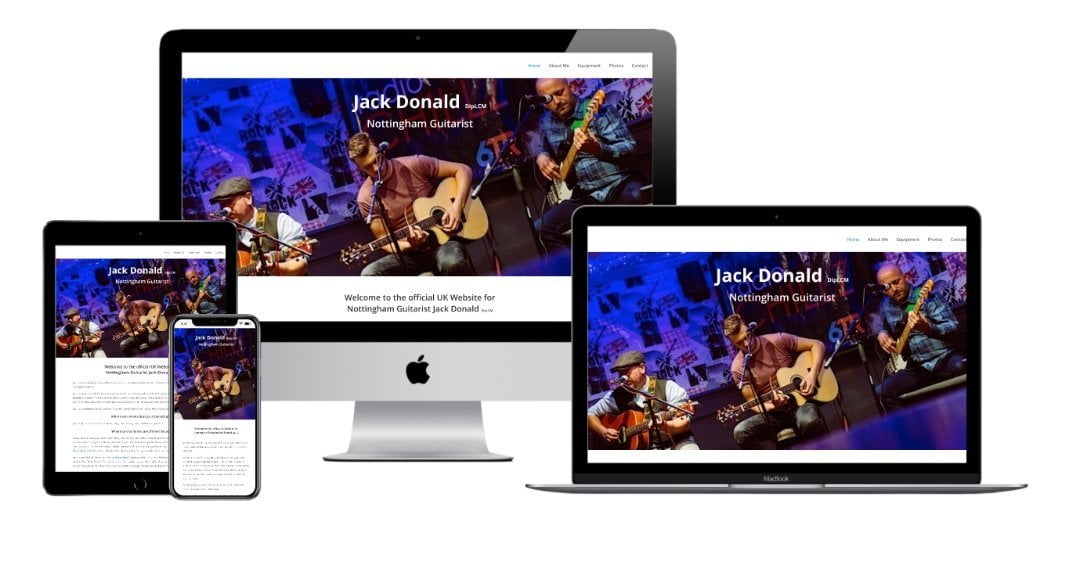 Jack Donald guitarist nottingham website mock up