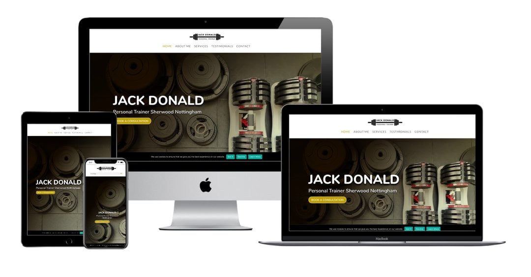 Jack donald personal trainer nottingham website mock up