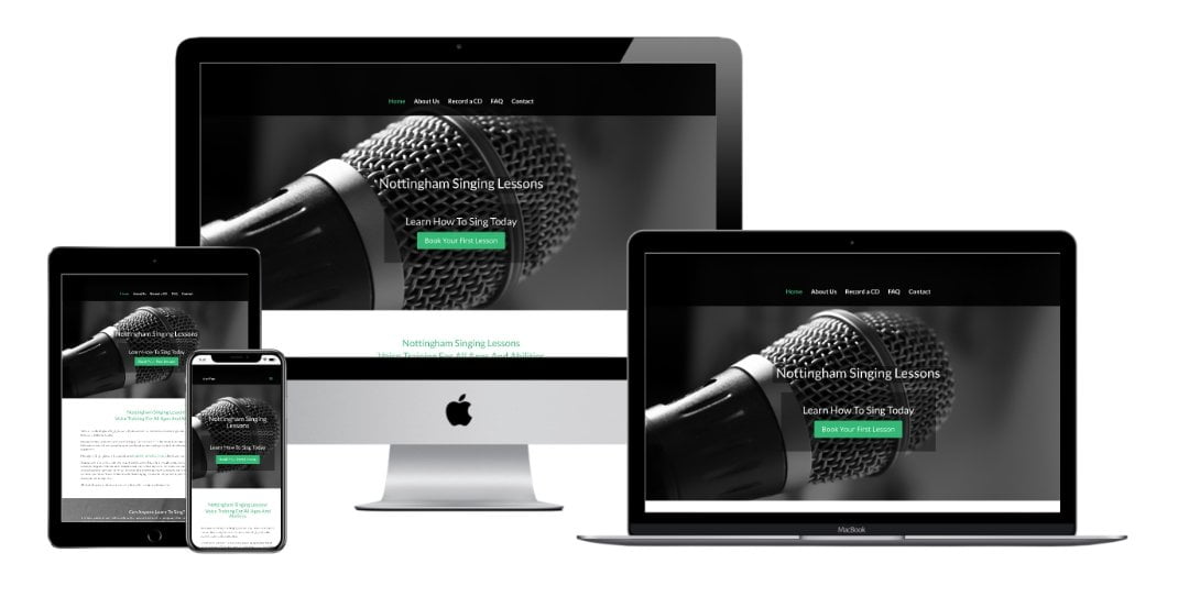 Nottingham Singing Lessons website mock up